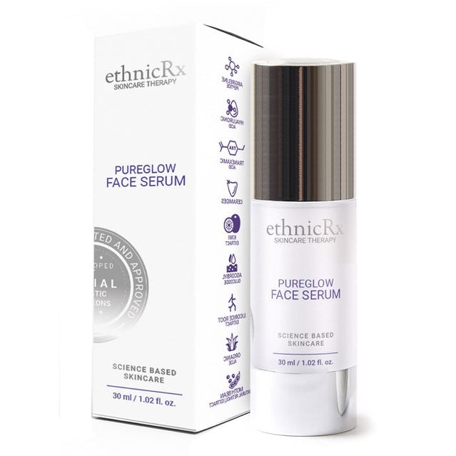 ethnicRx Pureglow Face Serum packaging on a white background